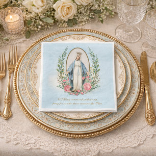 Religiöses Vintage-Madonna Katholisch Floral Serviette