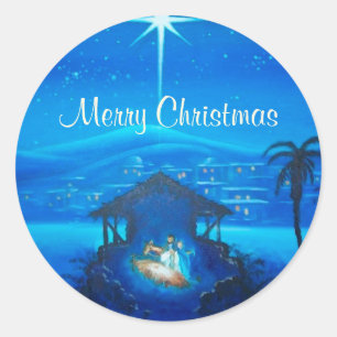 Religiöses Weihnachten individuelles Geschenk Aufk Runder Aufkleber