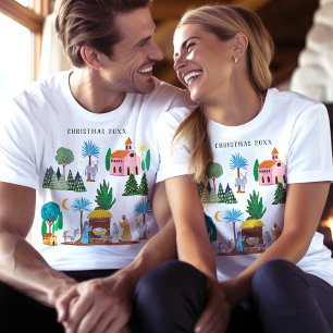 Religiöses Weihnachts-Krippenszene-T-Shirt T-Shirt