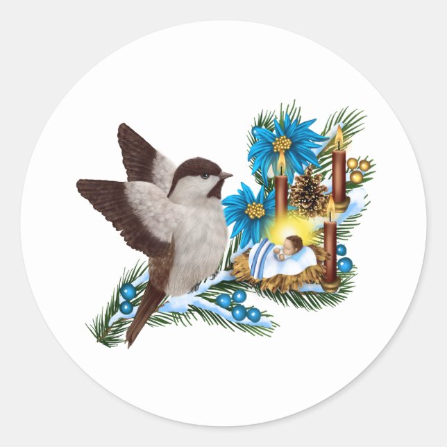 Religiöses Weihnachtskind Jesus Sticker (Vorderseite)