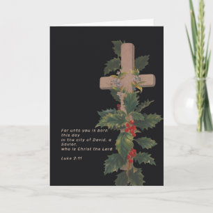 Religiöses Weihnachtskreuz und Schrift Feiertagskarte