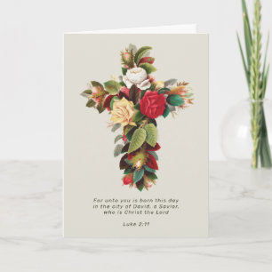 Religiöses Weihnachtskreuz und Schrift Feiertagskarte