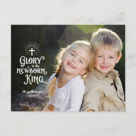 Religiöses Weihnachtsweiße Overlay Volles Foto Postkarte