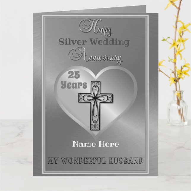 Religious 25 th Wedding Anniversary Card Ehemann Karte (Gelbe Blume)