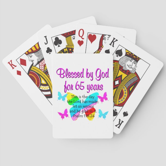 RELIGIOUS 65. GEBURTSTAG BUTTERFLY-DESIGN SPIELKARTEN (Rückseite)