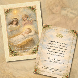 Religious Baby Jesus Angels Scripture Feiertagskarte