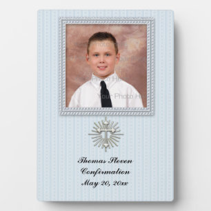 Religious Blue Striped Plaque Fotoplatte