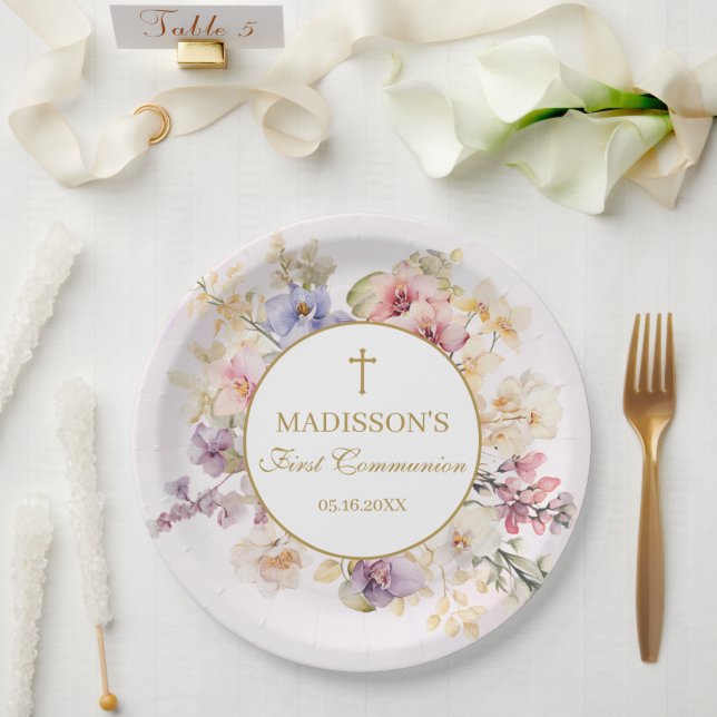 Religious Celebration Floral Orchids Paper Plates  Pappteller (Hochzeit)