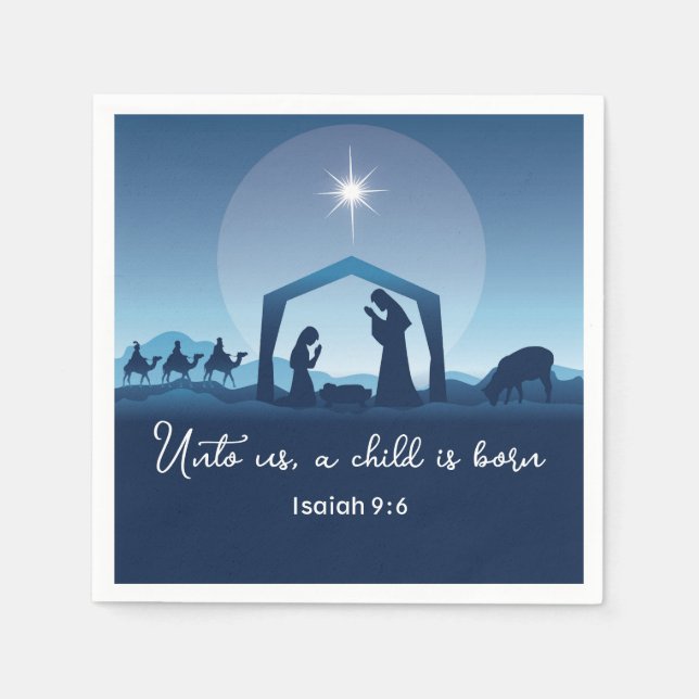 Religious Christmas Nativity Scene Church Party Serviette (Vorderseite)