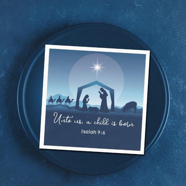 Religious Christmas Nativity Scene Church Party Serviette (Von Creator hochgeladen)