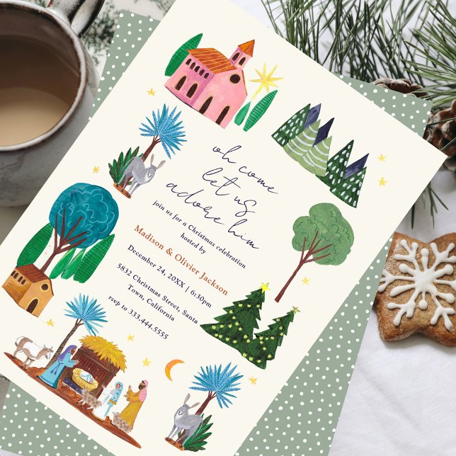 Religious Christmas Nativity Scene Party Einladung (Religious Christmas Nativity Scene Party Invitation)