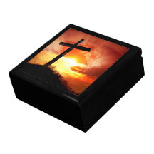 Religious Easter Cross at Sunset