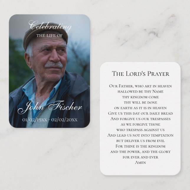 Religious funeral Keepsake photo Prayer card Mitteilungskarte (Vorne/Hinten)