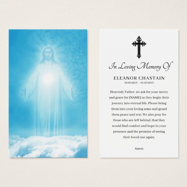 Religious Funeral Sympathy Memorial Prayer Cards (Vorne & Hinten)