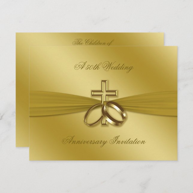 Religious Golden 50. Hochzeitstag Einladung (Vorne/Hinten)