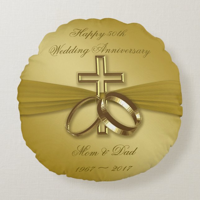 Religious Golden 50 Jahre Rundes Kissen (Vorderseite)