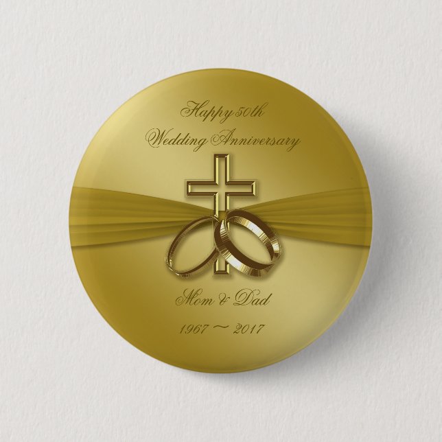 Religious Golden 50. Wedding Anniversary Button (Vorderseite)