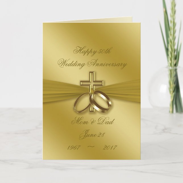 Religious Golden 50. Wedding Anniversary Card Karte (Vorderseite)