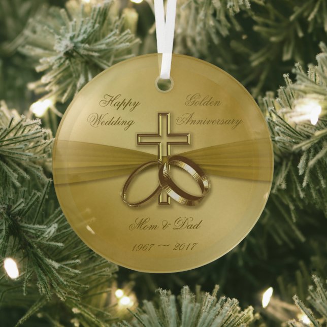 Religious Golden 50. Wedding Anniversary Ornament (InSitu)