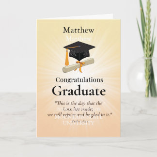 Religious Graduation Custom Name Golden Starburst Karte