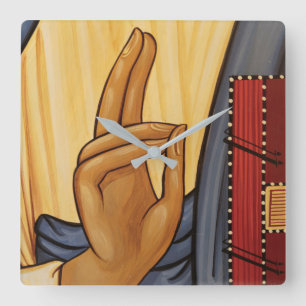 Religious Hand Signal Art Quadratische Wanduhr