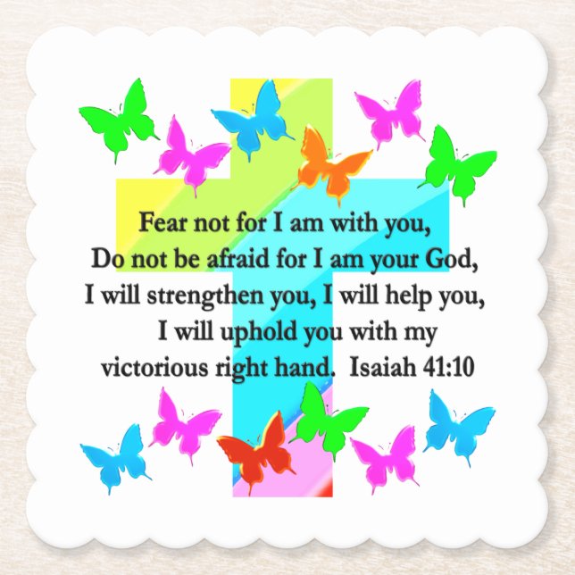 RELIGIOUS ISAIAH 41:10 SCRIPTURE VERSE UNTERSETZER (Vorderseite)