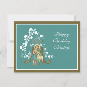 Religious Jesus Lamb Floral Elegant Karte