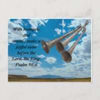 Religious Joy Celebrate music horns post card