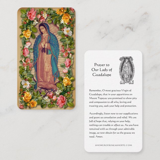 Religious Lady of Guadalupe Catholic Holy Prayer Platzkarte (Vorne/Hinten)