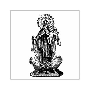 Religious Our Lady of Mount Carmel w Scapular Gummistempel