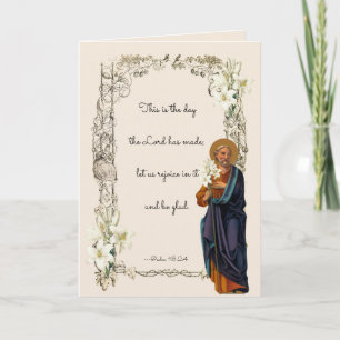 Religious St. Joseph Jesus Floral Vintag Karte