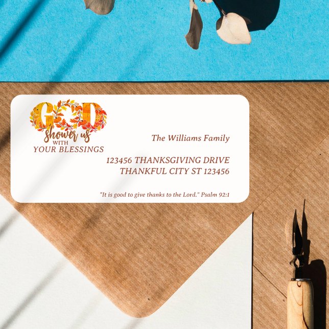 Religious Thanksgiving Dinner Faith Bible Quote Adressaufkleber (Religious Thanksgiving Dinner Faith Bible Quote Label)