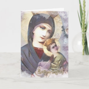 Religious Vintage Virgin Mary Jesus Angels Karte