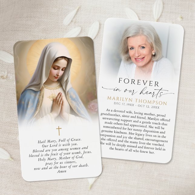 Religious Virgin Mary Cross Funeral Prayer Card (Von Creator hochgeladen)