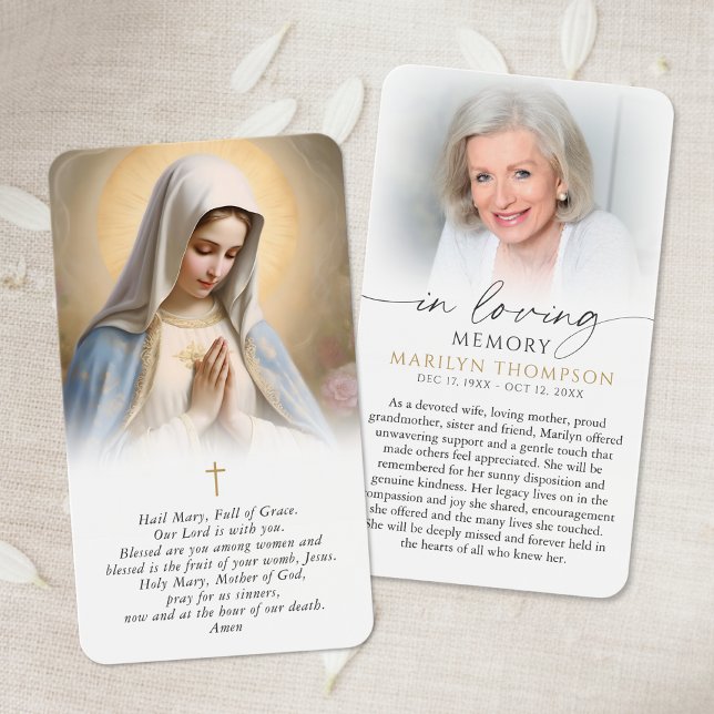 Religious Virgin Mary In Memory Cross Prayer Card (Von Creator hochgeladen)