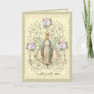 Religious Virgin Mary Jesus Catholic Roses Feiertagskarte