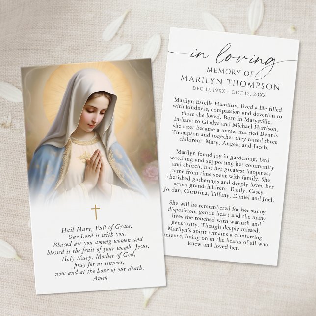 Religious Virgin Mary Memorial Funeral Prayer Card (Von Creator hochgeladen)