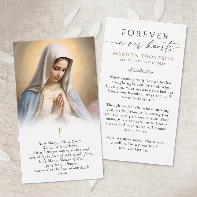 Religious Virgin Mary Photo Sympathy Prayer Card (Von Creator hochgeladen)