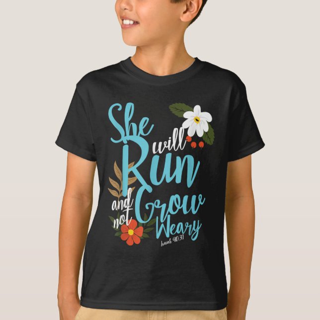 Religious Women Girls That They Run Verse Isaiah 4 T-Shirt (Vorderseite)