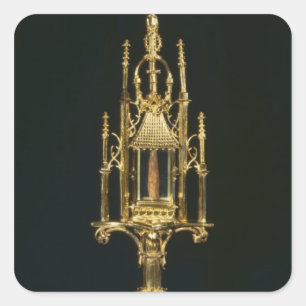 Reliquary Monstrance mit Stück Kreuz Quadratischer Aufkleber