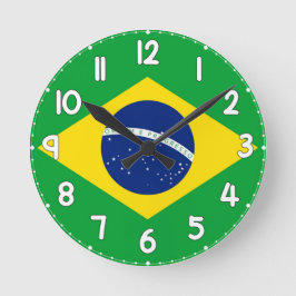 Relógio de Parede Com a Bandeira do Brasil Runde Wanduhr