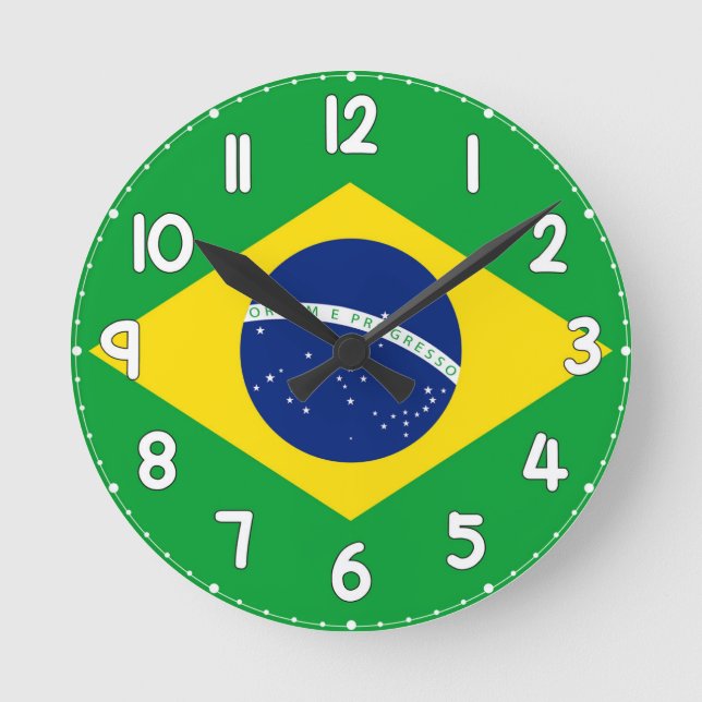 Relógio de Parede Com a Bandeira do Brasil Runde Wanduhr (Vorderseite)