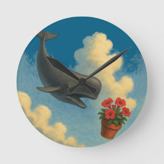 Relógio de Parede Whale & Bowl Of Petunias Runde Wanduhr