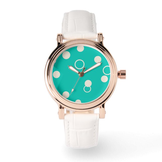 RELOGIO DESIGN Padrão Gráfico em Turquesa e Branco Armbanduhr (Vorderseite)