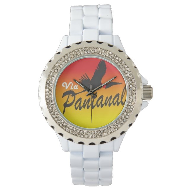 Relógio Feminino Branco com Strass Via Pantanal Armbanduhr (Vorderseite)