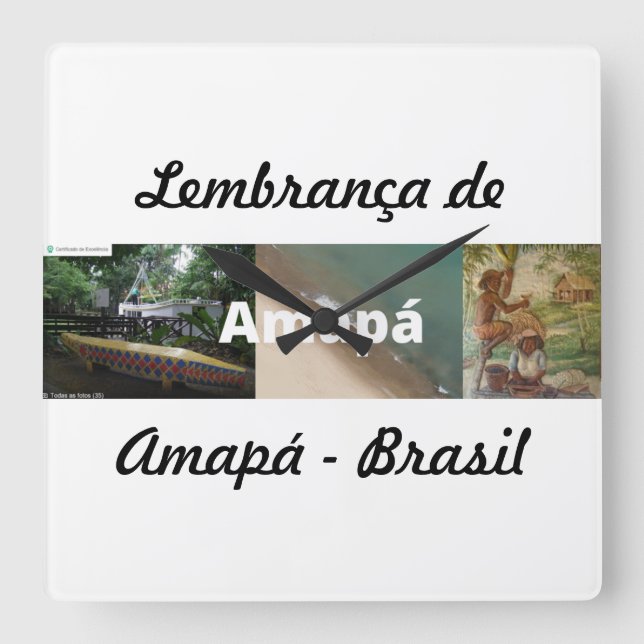Relogio lembrança de Amapá Quadratische Wanduhr (Vorderseite)