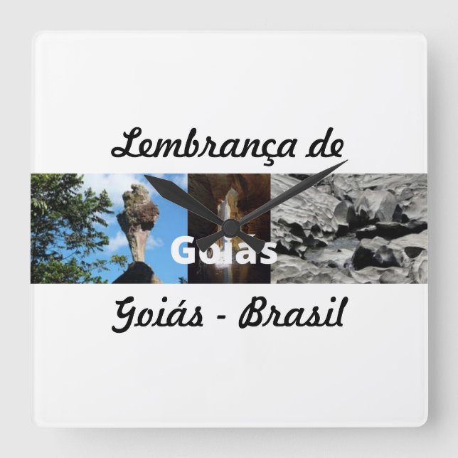 Relogio lembrança de Goiás Quadratische Wanduhr (Vorderseite)