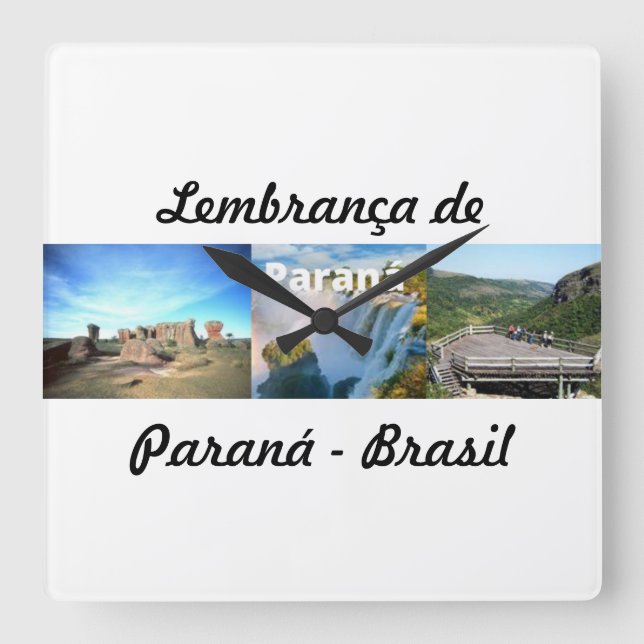 Relogio lembrança de Paraná Brasil Quadratische Wanduhr (Vorderseite)