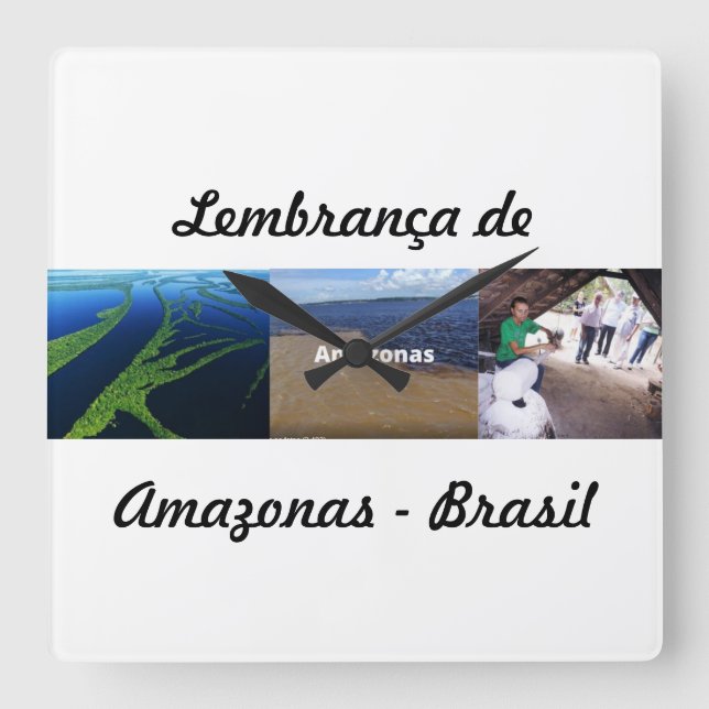 relogio lembrança do Amazonas Quadratische Wanduhr (Vorderseite)