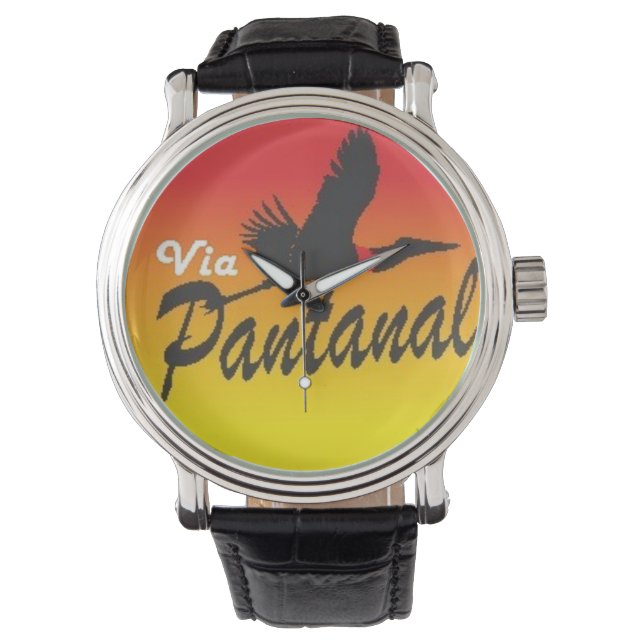 Relógio Masculino de Couro Vintage Via Pantanal Armbanduhr (Vorderseite)